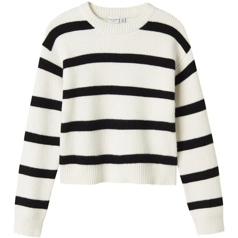 Name It Cloud Dancer W. Black Stripes Nkfvnilla Ls Sh Strik 1