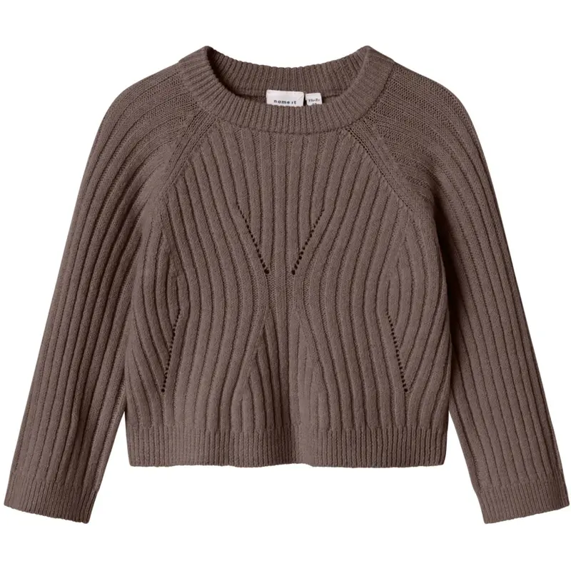 Name It Coffee Quartz Nmfrikine Ls Kort Strik Pullover Pb 1