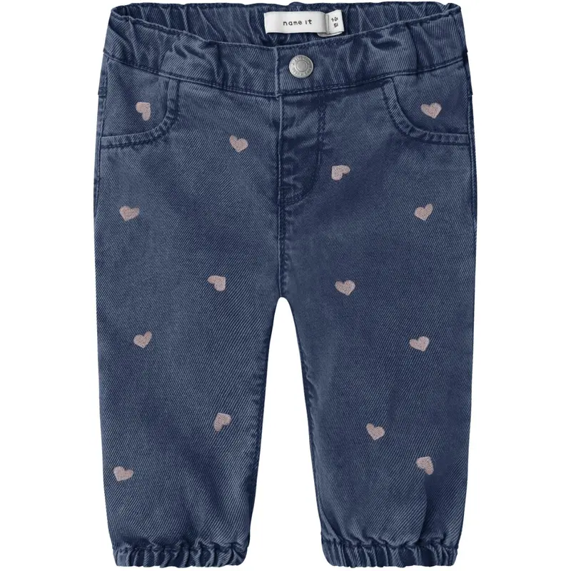 Name It Dark Blue Denim Hearts Emb Nmfrose Shaped R Emb Jeans 5321-Yb 1