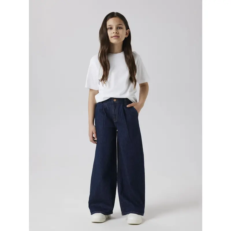 Name It Dark Blue Denim Unwashed Nkfbella Hw W Pleat Jeans 3020-Az L Noos 2