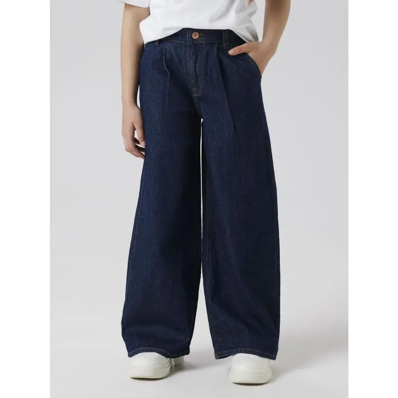 Name It Dark Blue Denim Unwashed Nkfbella Hw W Pleat Jeans 3020-Az L Noos 3