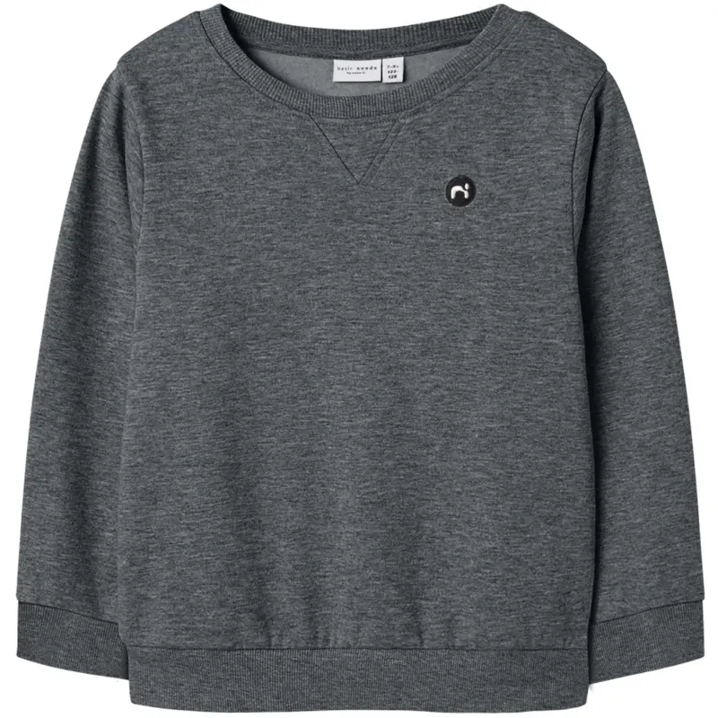 Name It Dark Grey Melange Nkmvimo Ls Sweat Bru Noos 1