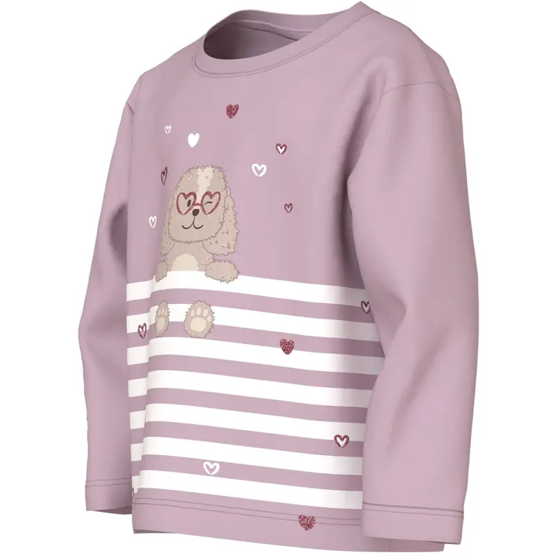 Name It Dawn Pink Dog Heart Stripe Nmfvaliane Ls Nreg Top 2