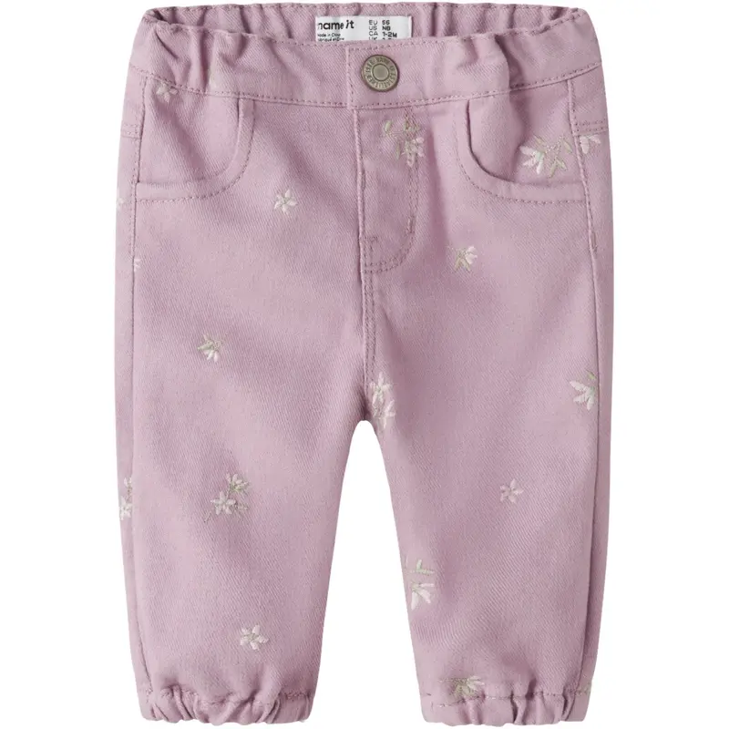 Name It Dawn Pink Flower Emb Nbfrose Loose R Twi Bukser 1717-Yf B 1