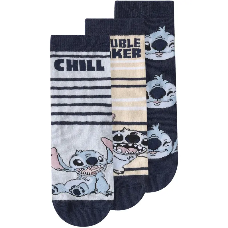Name It Dusty Blue Nmmjermaine Stitch 3P Strømper Wdi 1