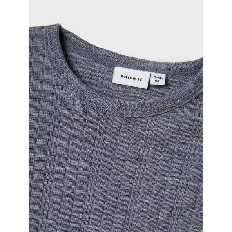 Name It Folkstone Gray Nmmwang Uld Needle Ls Top Solid Noos 4