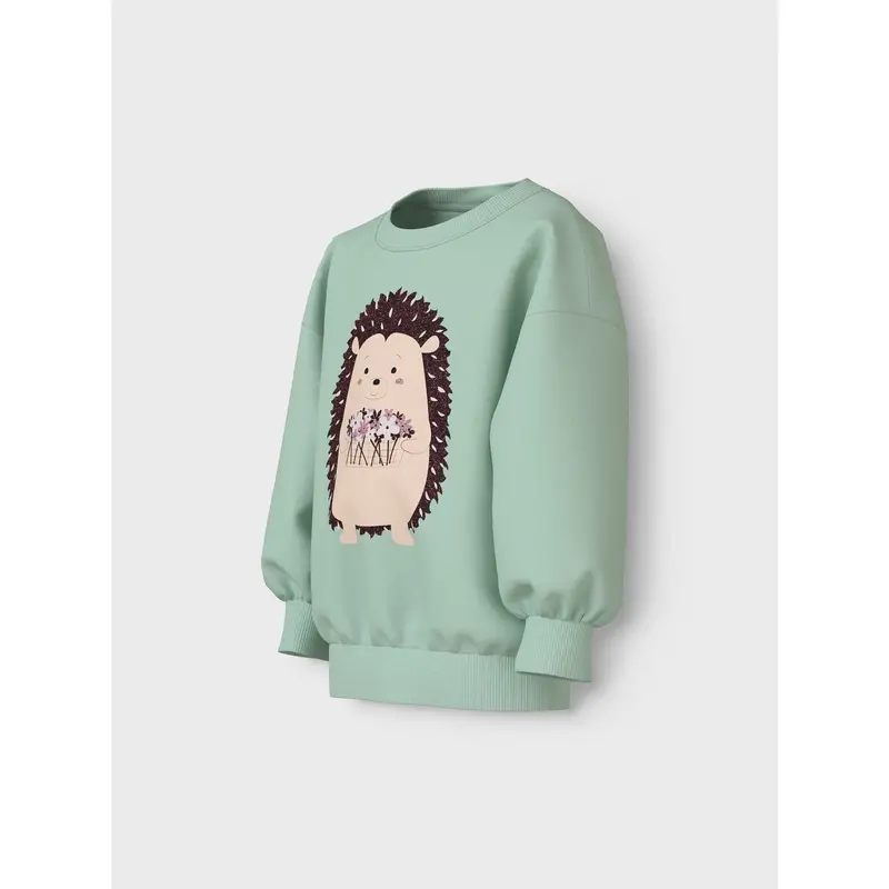 Name It Gossamer Green Hedgehog Nmfvalona Ls Long Rlx Sweat Unb 2