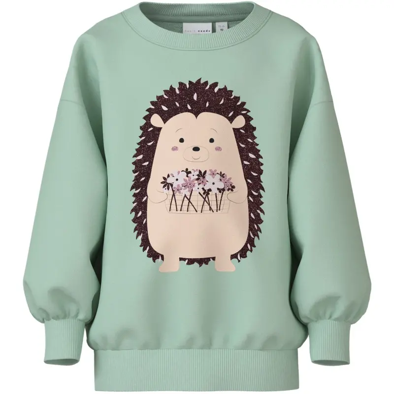 Name It Gossamer Green Nmfvalona Ls Long Rlx Sweat Sæt Unb 2