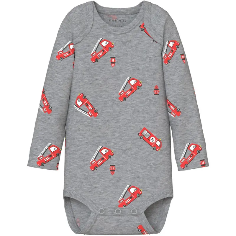 Name It Grey Melange Nbmbody 3P Ls Firetruck Noos 3