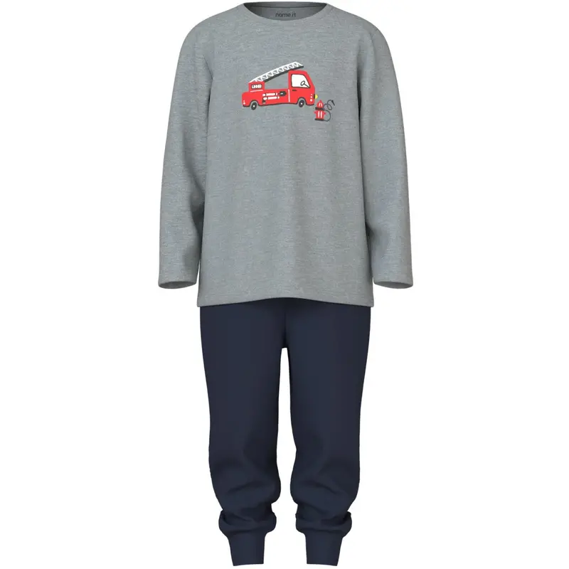 Name It Grey Melange Nmmnightset Grey Firetruck Noos 1