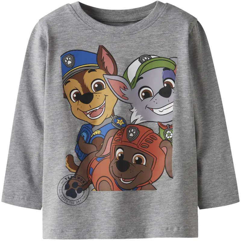 Name It Grey Melange Nmmnitin Paw Ls Nreg Top Box Cplg 1