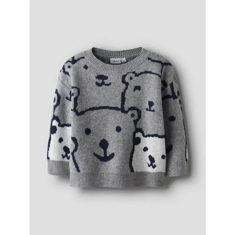 Name It Grey Melange Nmmsauel Ls Loose Knit 3