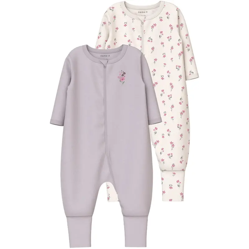 Name It Jet Stream Nbfnightsuit 2P Zip Ff Flower Noos 1
