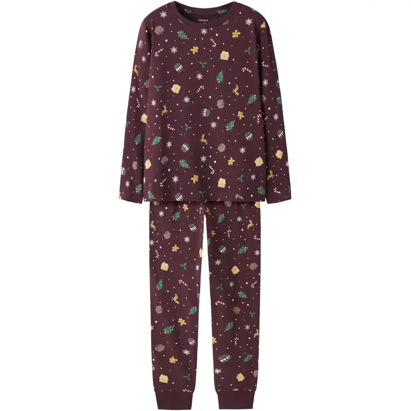 Name It Jule Natsæt Burgundy Xmas Aop 1