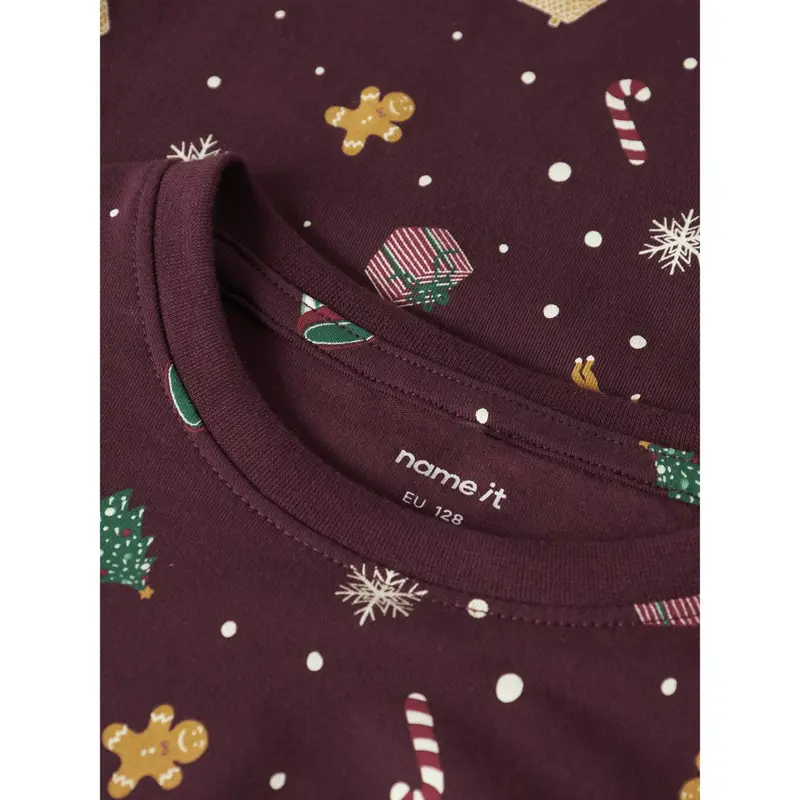 Name It Jule Natsæt Burgundy Xmas Aop 2