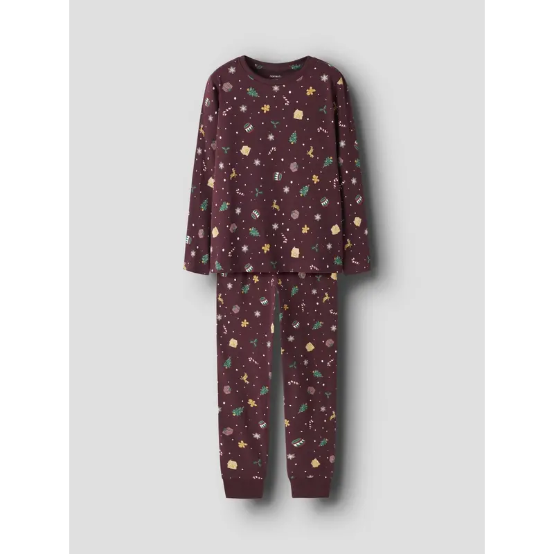 Name It Jule Natsæt Burgundy Xmas Aop 5