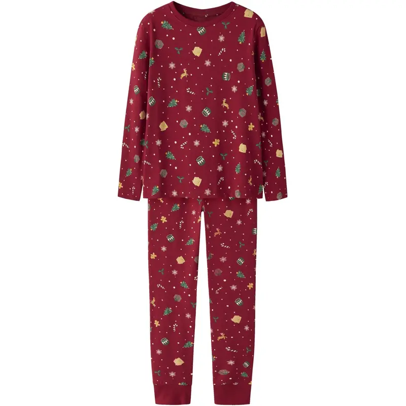 Name It Jule Nattøj Sæt Jester Red Xmas Aop 1