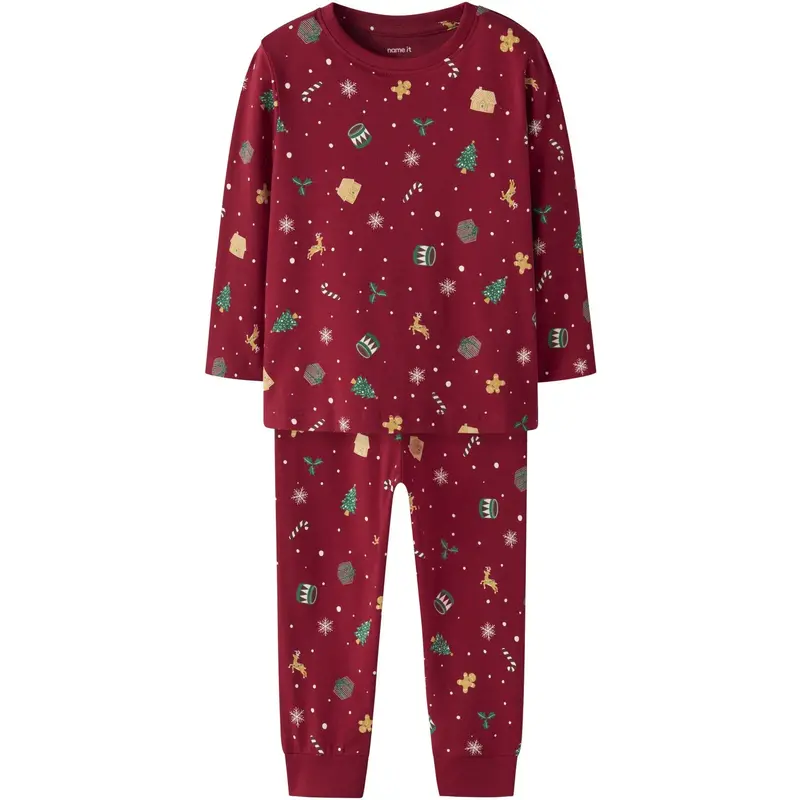 Name It Jule Nattøj Sæt Jester Red Xmas Aop 1