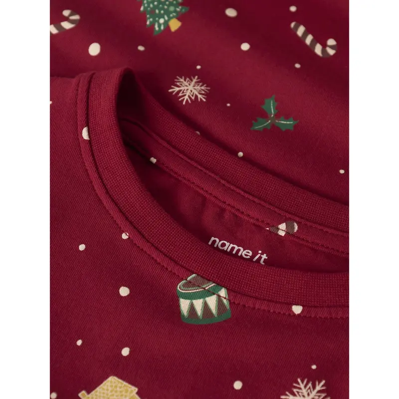 Name It Jule Nattøj Sæt Jester Red Xmas Aop 2