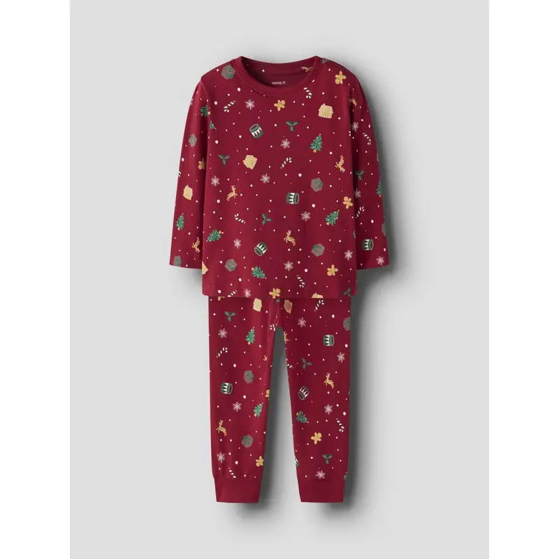 Name It Jule Nattøj Sæt Jester Red Xmas Aop 5