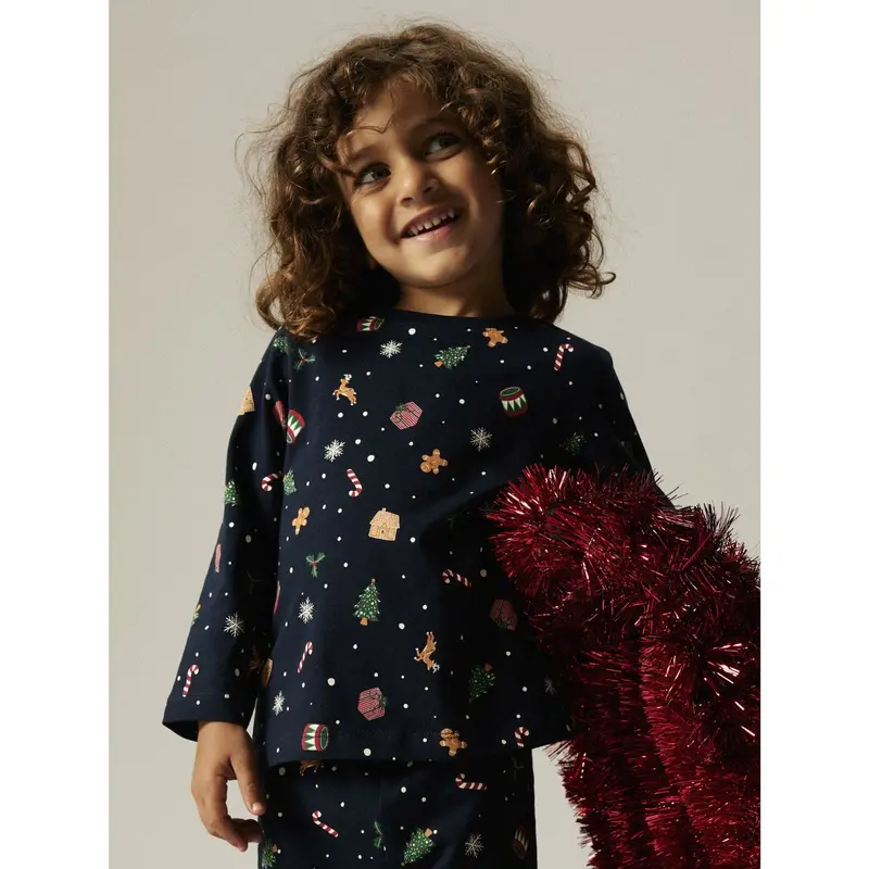 Name It Jule Nattøj Sæt Navy Blazer Xmas Aop 3