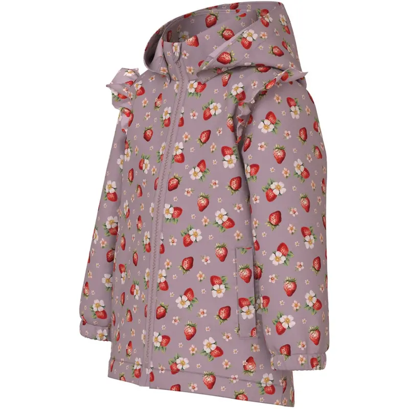 Name It Keepsake Lilac 1 Strawberry Nmfmaxi Jakke Li Flæse Aop 3