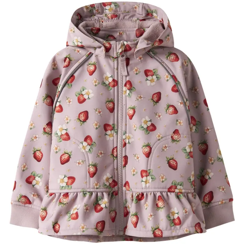 Name It Keepsake Lilac Strawberry Nmfalfa08 Softshell Jakke Peblum Fo 1