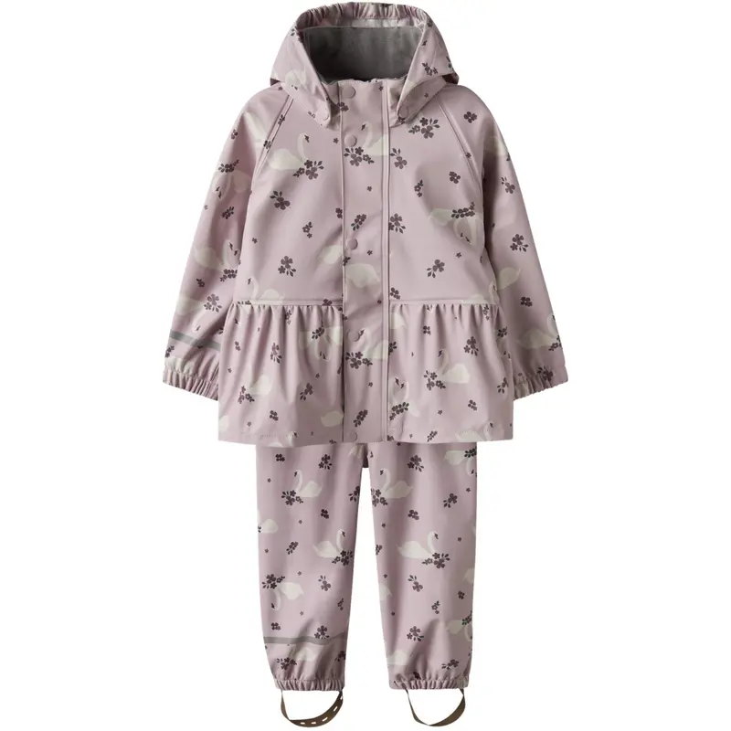 Name It Keepsake Lilac Swan Nmfdry10 Rain Sæt Aop Fo 1