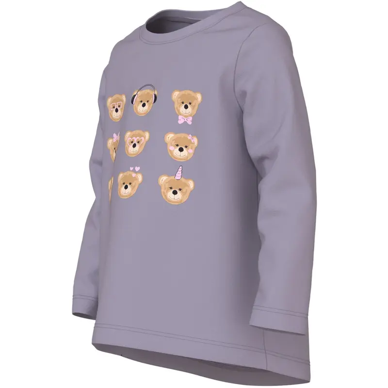 Name It Lavender Gray 3 Teddy Bears Nmfviolet Ls Loose Top 2