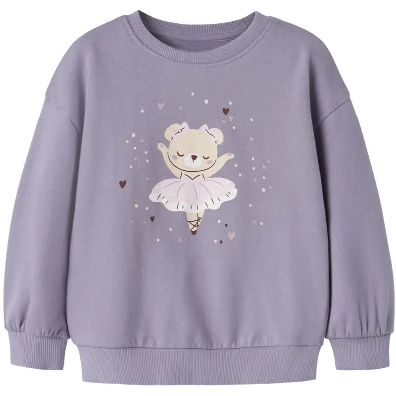 Name It Lavender Gray Ballerina Bear Nmfvalona Ls Long Rlx Sweat Bru 1