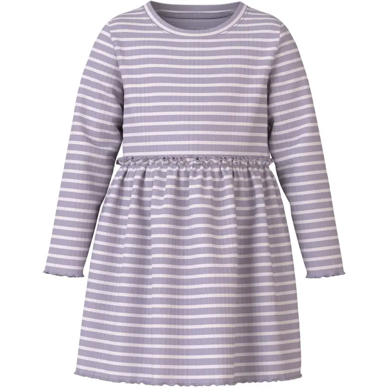 Name It Lavender Gray Lilac Marble Stripe Nmfvemma Ls Kjole 1