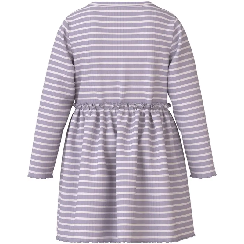 Name It Lavender Gray Lilac Marble Stripe Nmfvemma Ls Kjole 3