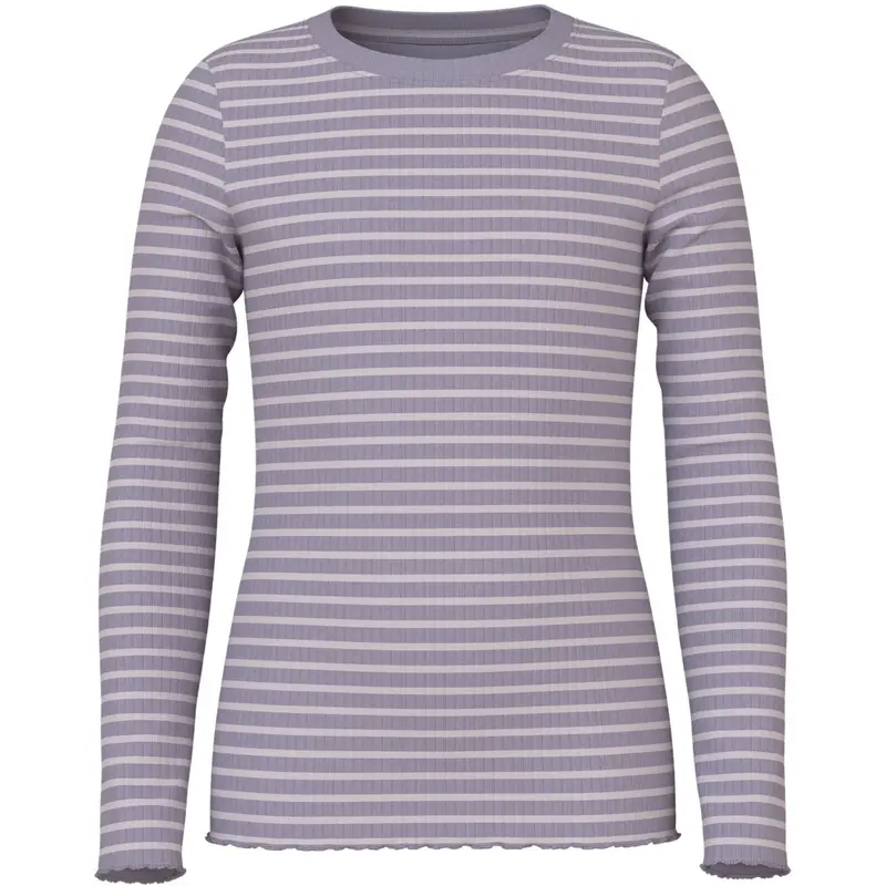 Name It Lavender Gray Lilac Marble Stripe Nmfvemma Ls Slim Top 1