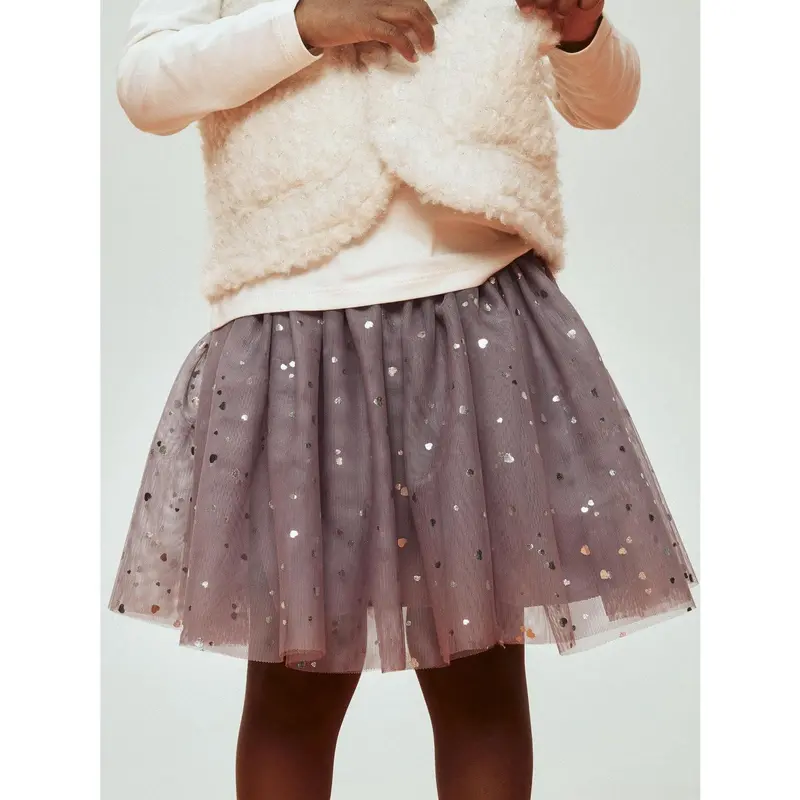 Name It Lavender Gray Silver Foil Nmfterana Tyl Nederdel 3