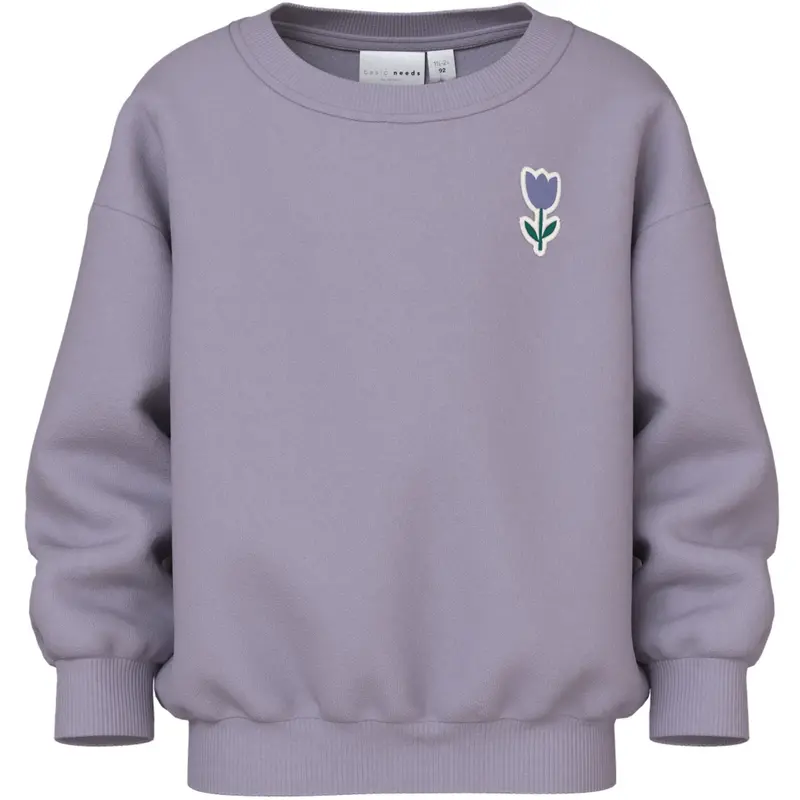 Name It Lavender Gray Tulip Nmfvallene Ls Rlx Sweat Bru 1