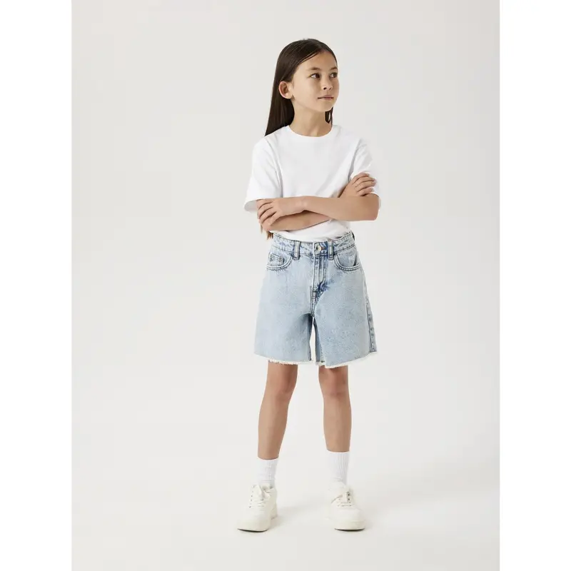 Name It Light Blue Bleached Denim Nkfbella Hw Wide Dnm Shorts 1488-Be Noos 2