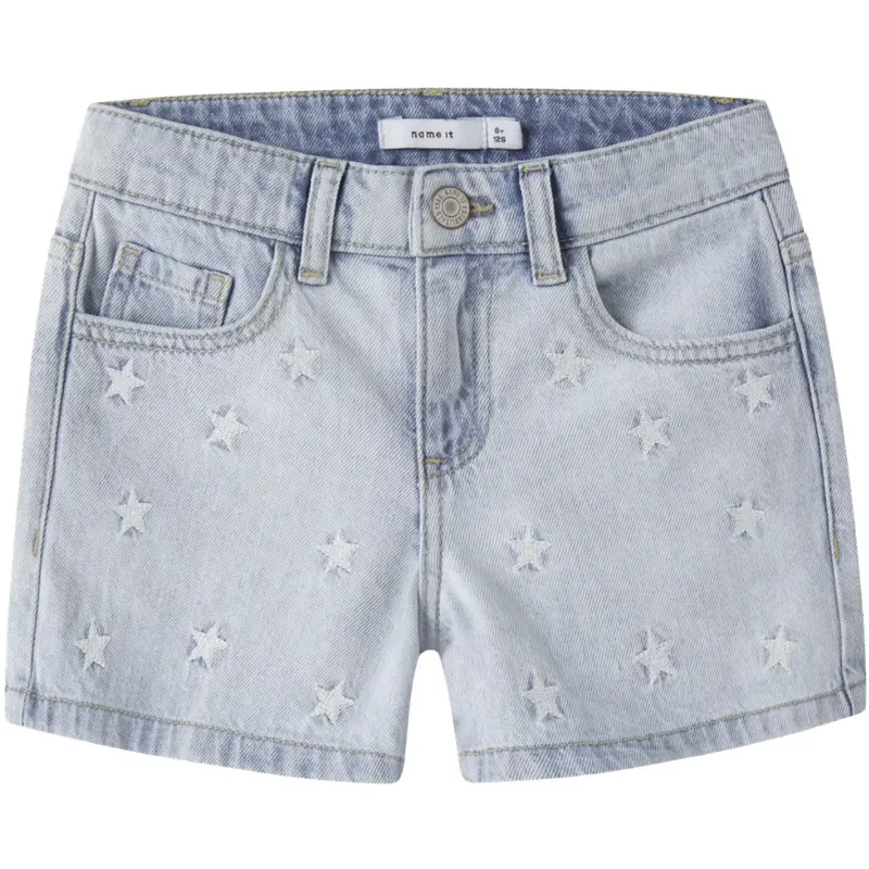 Name It Light Blue Bleached Denim Stars Nkfbella Reg Dnm Shorts 3674-Be Noos 1