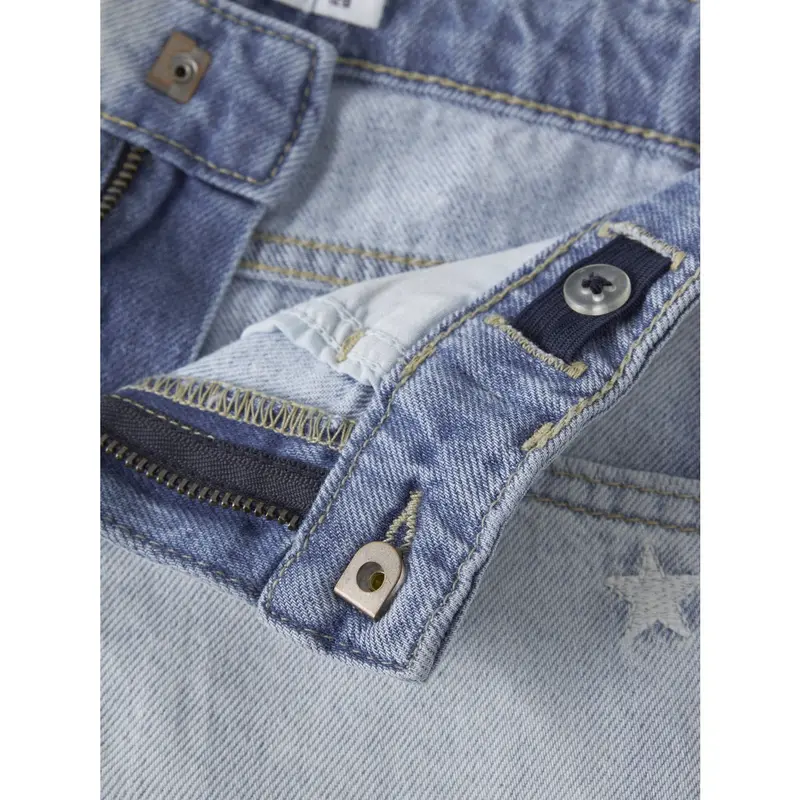 Name It Light Blue Bleached Denim Stars Nkfbella Reg Dnm Shorts 3674-Be Noos 2