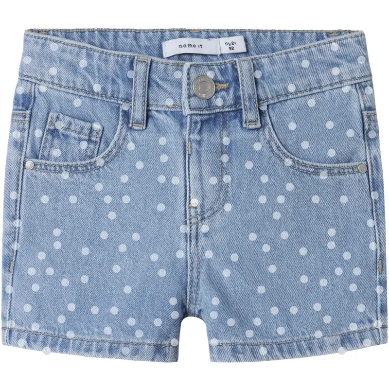 Name It Light Blue Denim Dots Rose Regular Denim Shorts 1