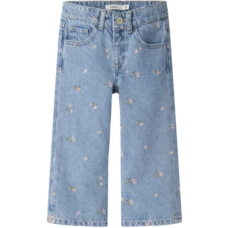 Name It Light Blue Denim Flower Emb Nmfrose Wide Jeans 3614-Za 2