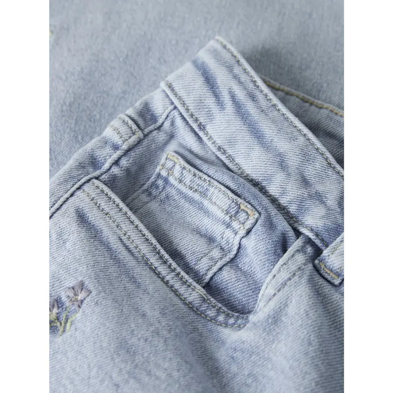 Name It Light Blue Denim Flower Embroidery Nkfrose Wide Emb Jeans 2010-Fr Noos 2