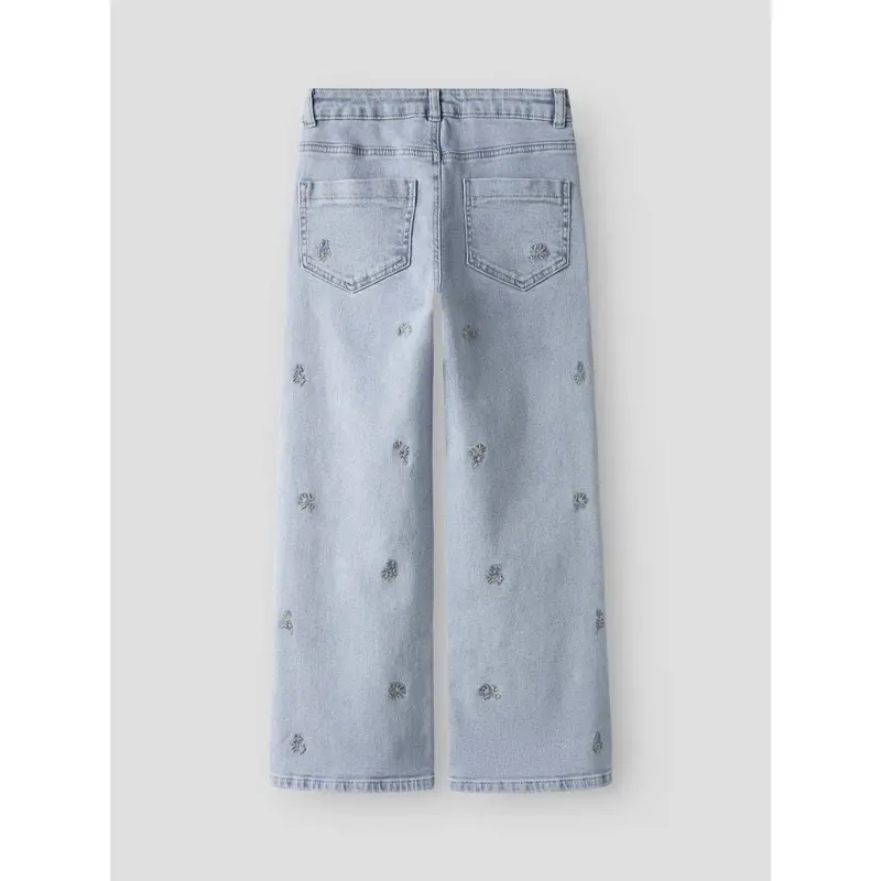 Name It Light Blue Denim Flower Embroidery Nkfrose Wide Emb Jeans 2010-Fr Noos 3
