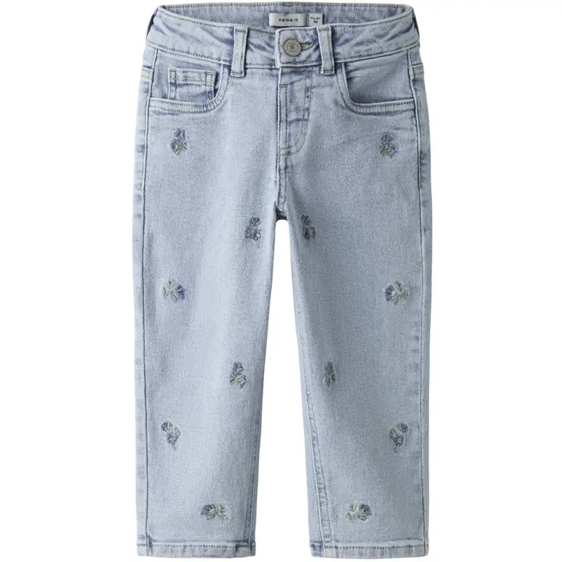Name It Light Blue Denim Flower Embroidery Nmfbella Mom Emb Jeans 1224-Sm Noos 1