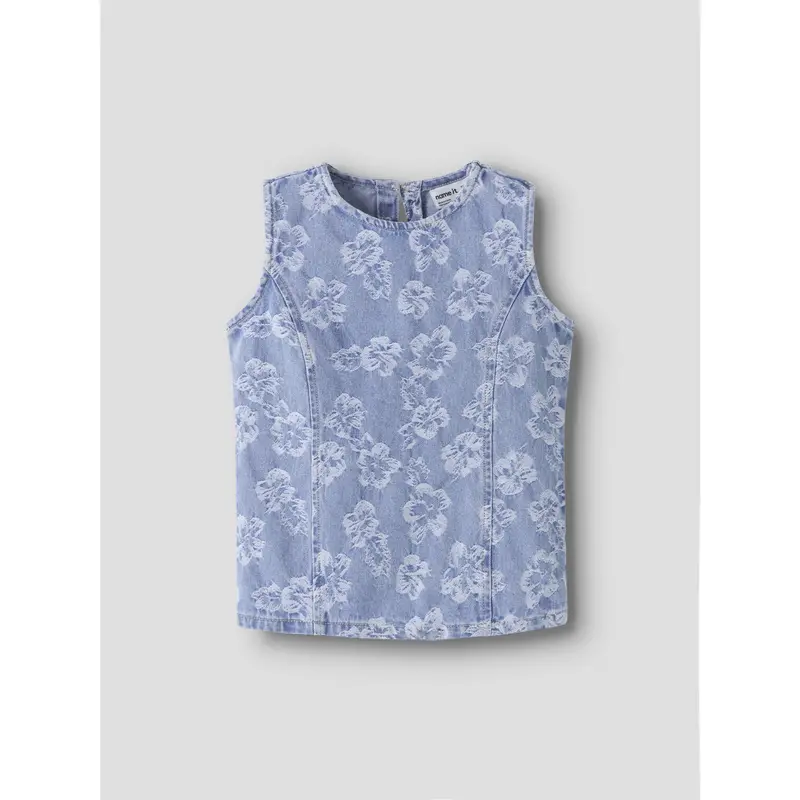 Name It Light Blue Denim Flowers Nkflucy Sl Dnm Jacq Top 2440-Ja H 3