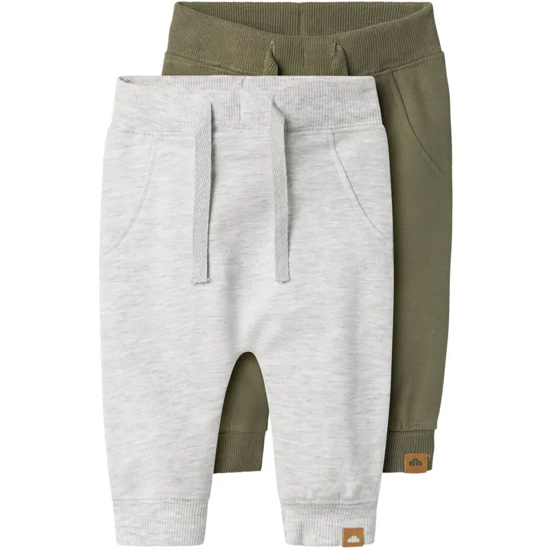 Name It Light Grey Melange Deep Lichten Green Nbntakki 2P Sweat Bukser Noos 1