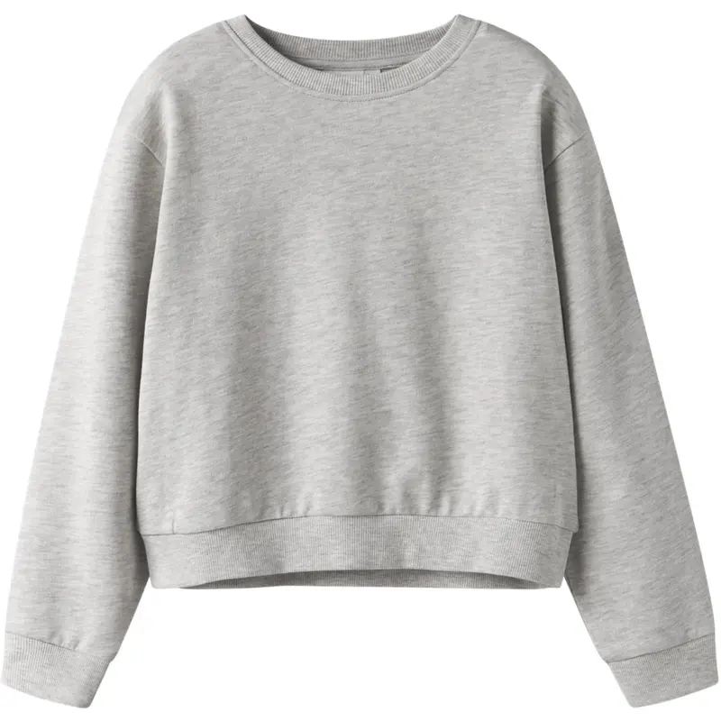 Name It Light Grey Melange Nkfmille Kort Nreg Ls Swe O-Neck Noos 1