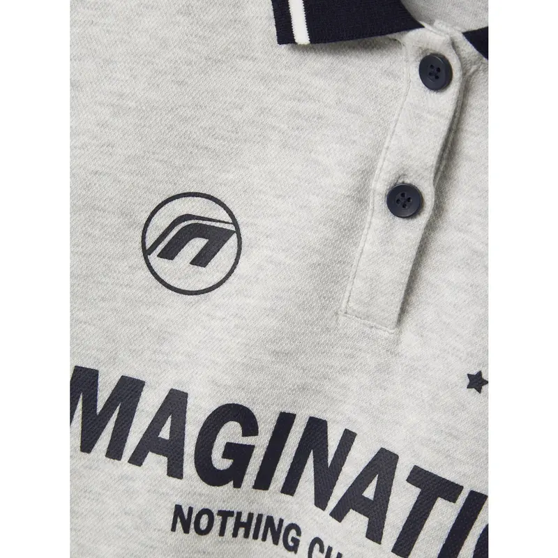Name It Light Grey Melange Nkmkris Ls Nreg Polo 4