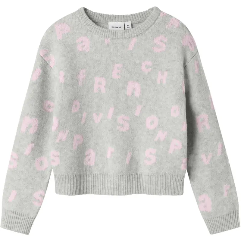 Name It Light Grey Melange Nmfoline Ls Strik Bf 1