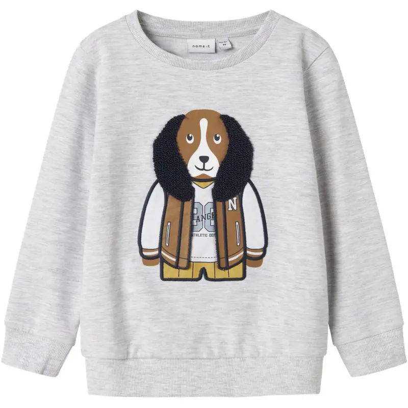 Name It Light Grey Melange Nmmkamden Ls Sweat Unb 1