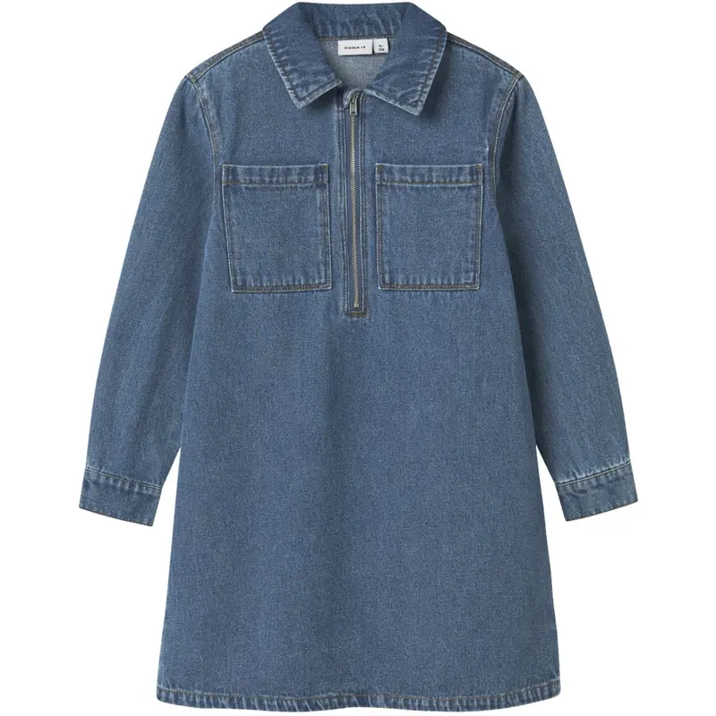 Name It Medium Blue Denim Astrid Zip Denim Kjole 1
